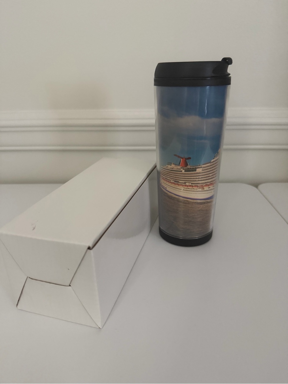 Insulated Travel Tumbler with Cruise Ship Image - Blue